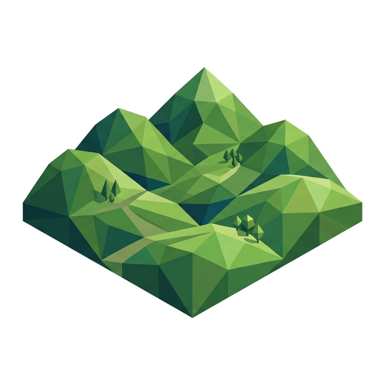 heuwels logo — low-poly green hills